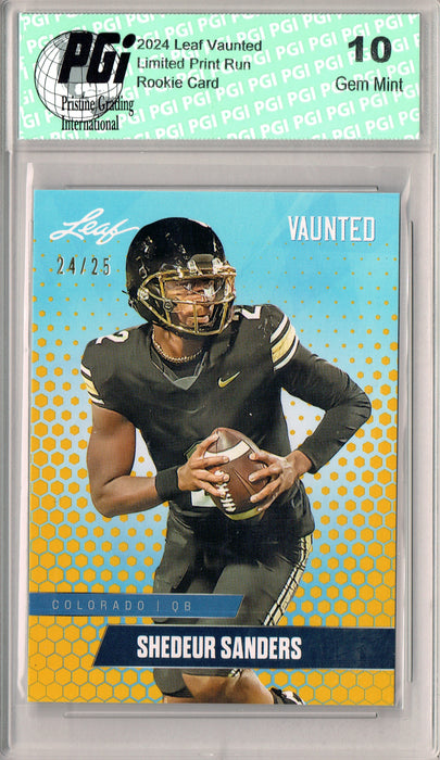 Shedeur Sanders 2024 Leaf Vaunted #V-17 Gold SP 25 Made Debut Rookie Card PGI 10