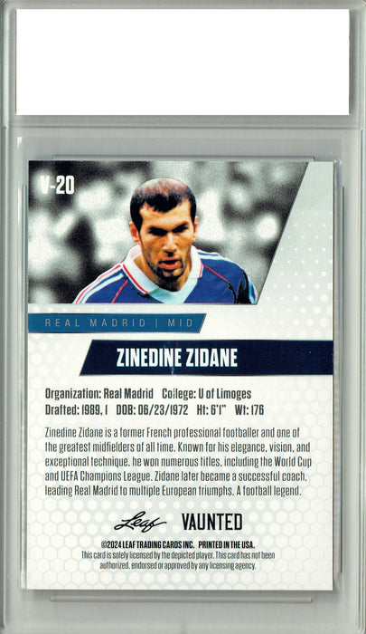 Zinedine Zidane 2024 Leaf Vaunted #V-20 Purple 10 Made Debut Year Card PGI 10