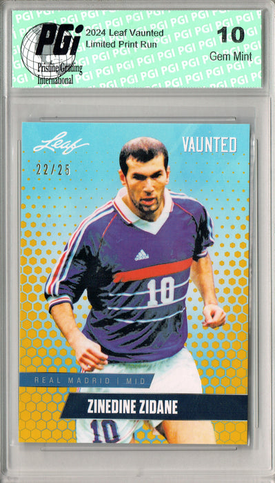 Zinedine Zidane 2024 Leaf Vaunted #V-20 Gold SP 25 Made Debut Year Card PGI 10