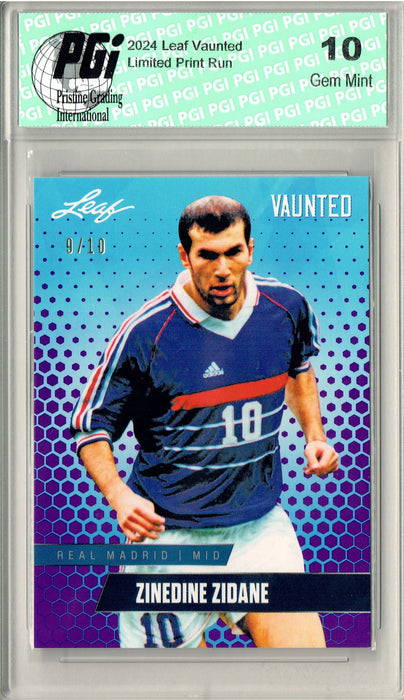 Zinedine Zidane 2024 Leaf Vaunted #V-20 Purple 10 Made Debut Year Card PGI 10