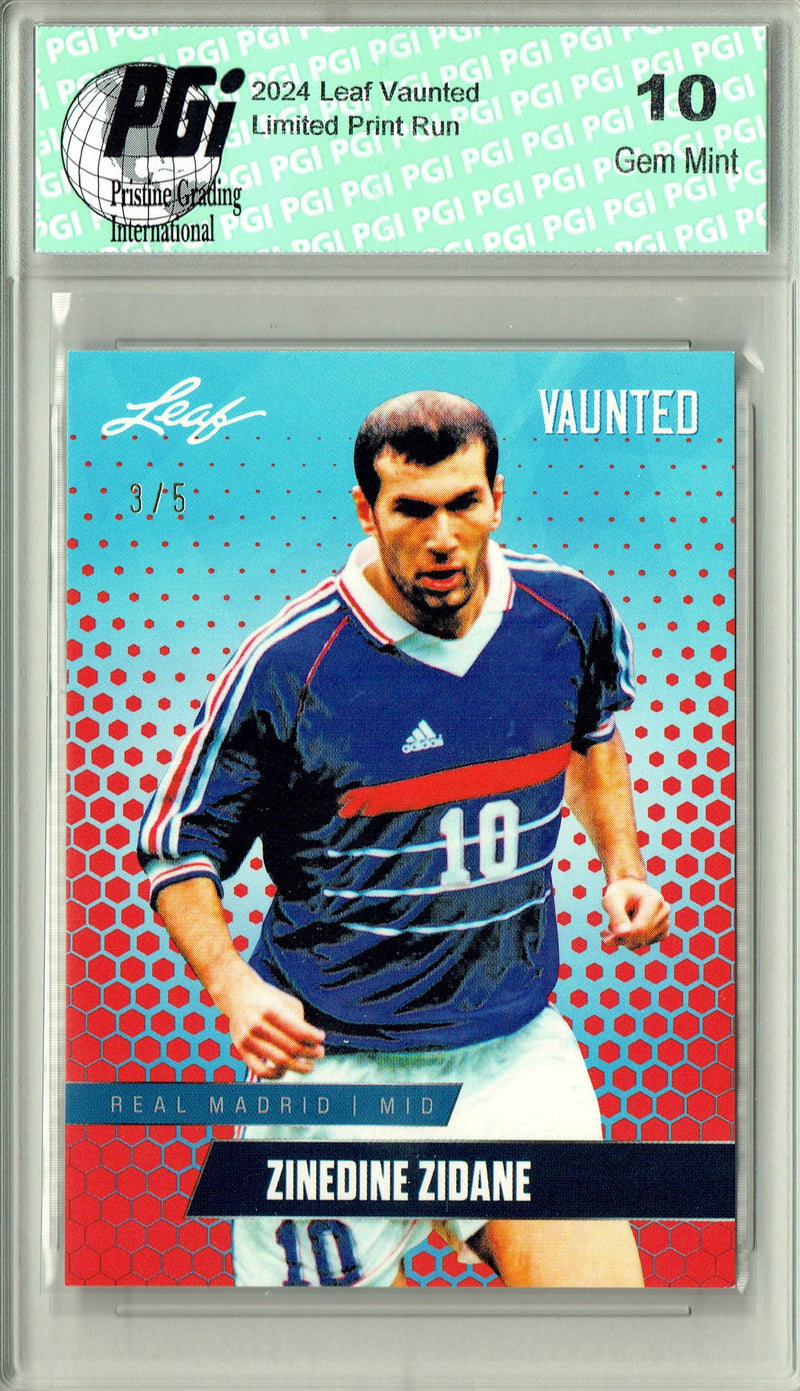 Zinedine Zidane 2024 Leaf Vaunted #V-20 Red SP 5 Made Debut Year Card PGI 10