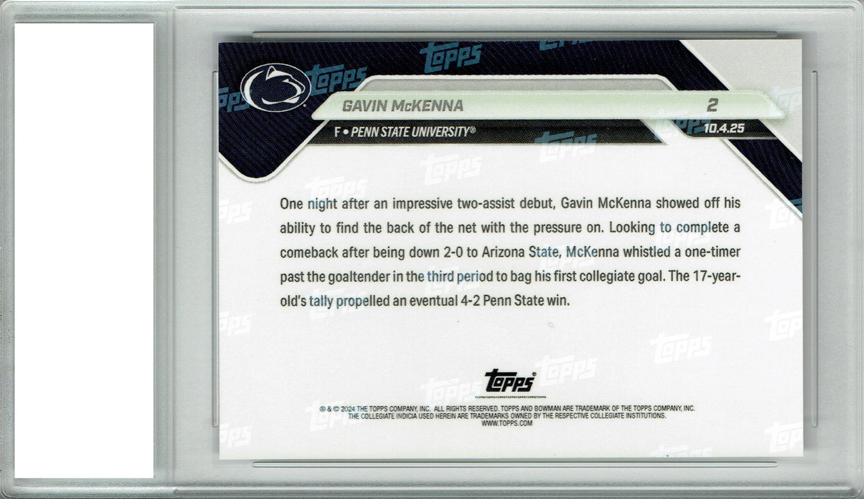 Gavin McKenna 2025 Bowman University Now #2 1st College Goal Rookie Card PGI 10