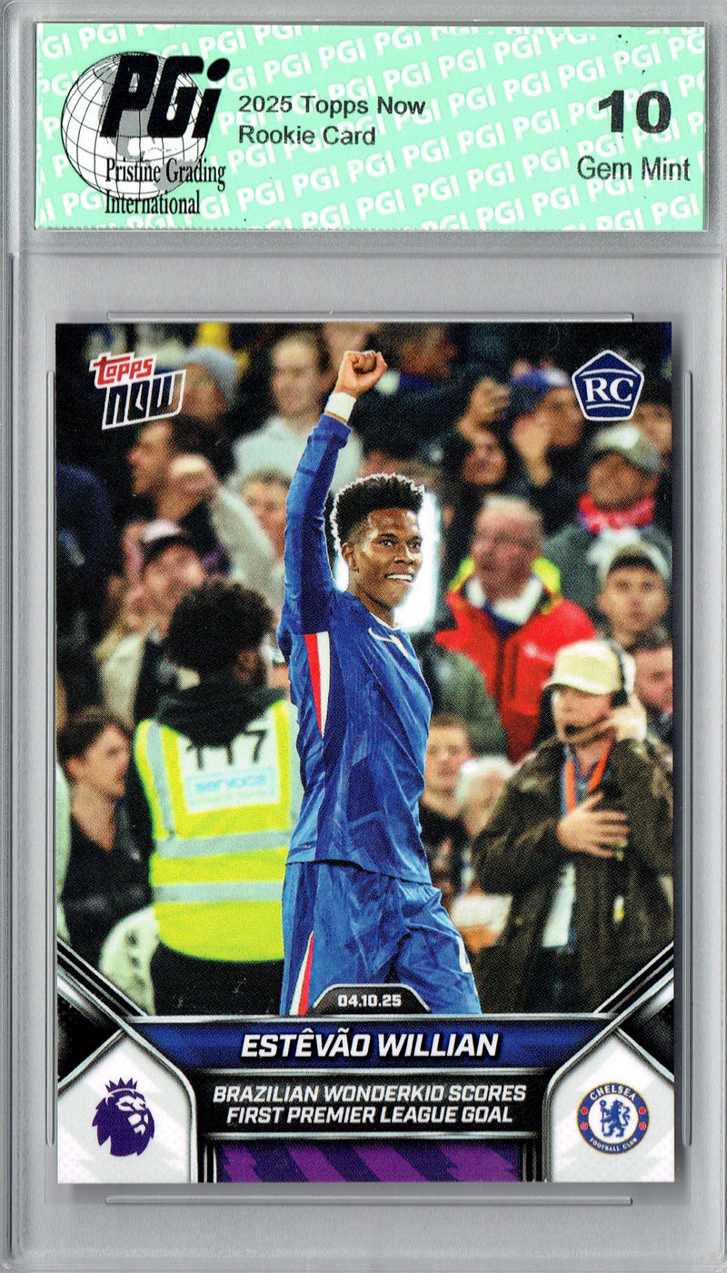 Estevao Willian 2025 Topps Now #32 1st League Goal Rookie Card PGI 10