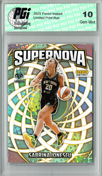 Sabrina Ionescu 2025 Panini Instant #SN-8 Supernova 3655 Made Rare Trading Card PGI 10