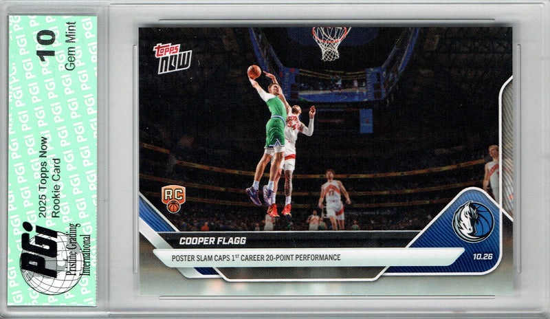 Cooper Flagg 2025 Topps Now #28 Poster Slam Rookie Card PGI 10