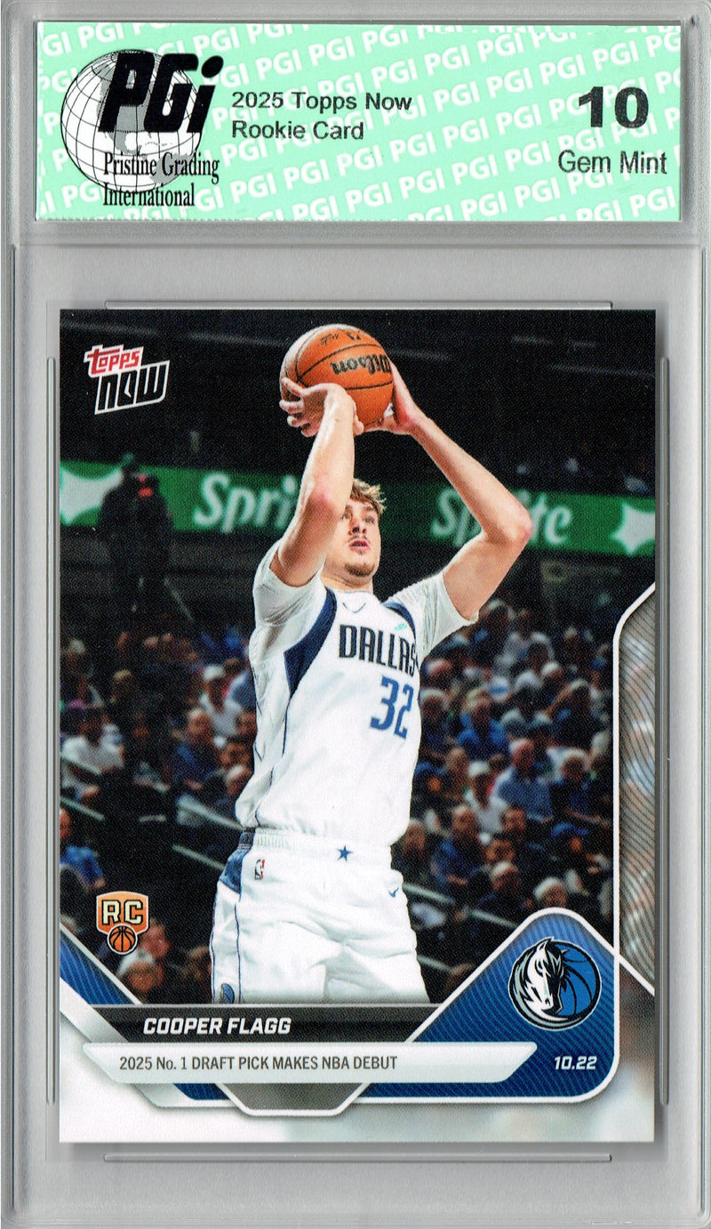 Cooper Flagg 2025 Topps Now #6 Makes NBA Debut Rookie Card PGI 10