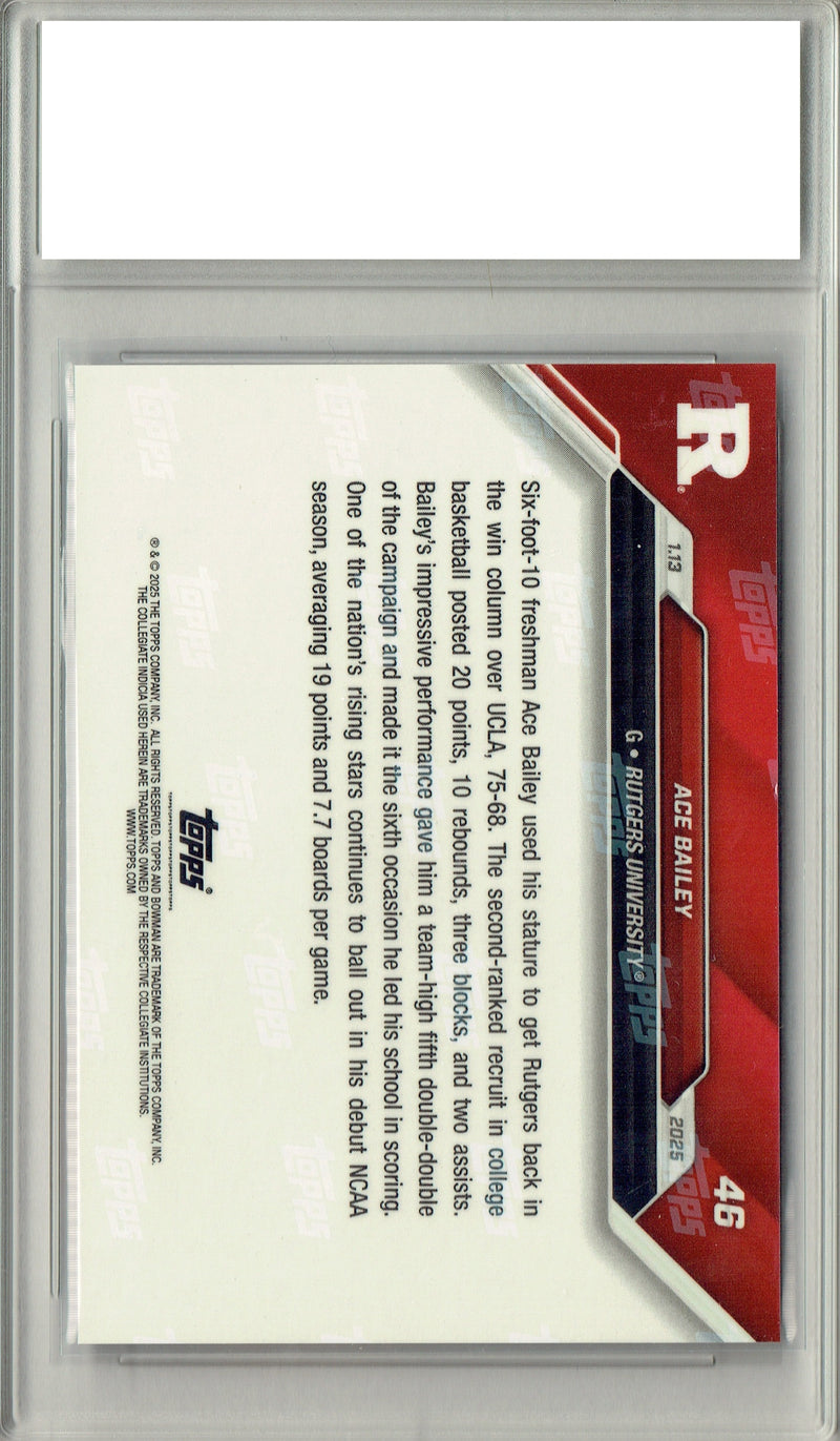 Ace Bailey 2025 Bowman University Now #46 Purple SP 25 Made Rookie Card PGI 10