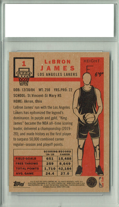 Lebron James 2025 Topps Living Set #1 The 1st Ever Rare Trading Card PGI 10