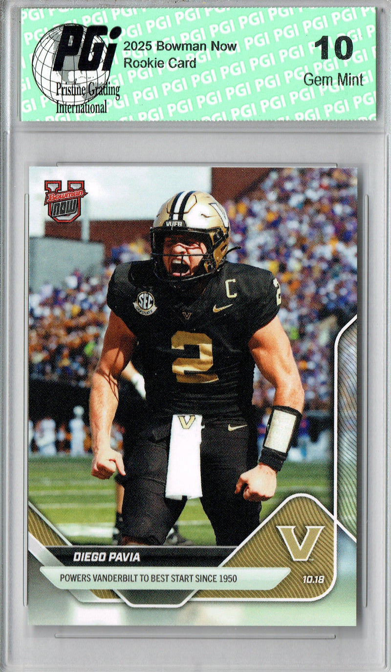 Diego Pavia 2025 Bowman University Now #31 Best Start Since 1950 Rookie Card PGI 10