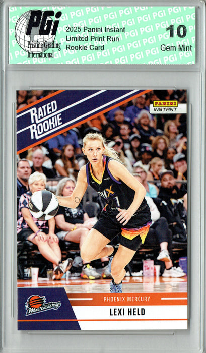 Lexi Held 2025 WNBA Panini Instant #RRR5 Retro Rated Rookie Card PGI 10