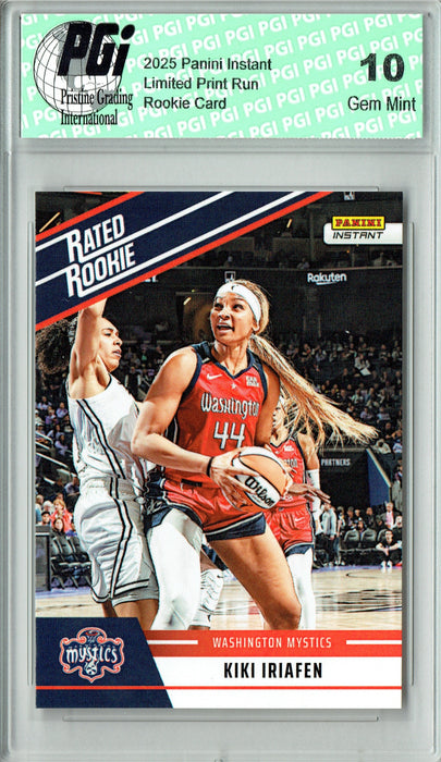 Kiki Iriafen 2025 WNBA Panini Instant #RRR3 Retro Rated Rookie Card PGI 10