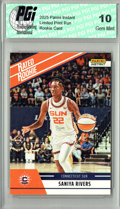 Saniya Rivers 2025 WNBA Panini Instant #RRR9 Retro Rated Rookie Card PGI 10