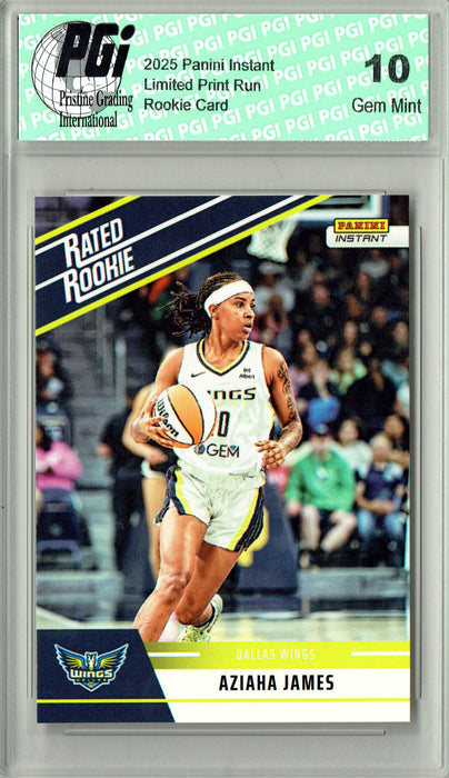 Aziaha James 2025 WNBA Panini Instant #RRR10 Retro Rated Rookie Card PGI 10