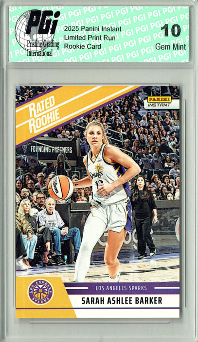 Sarah Ashlee Barker 2025 WNBA Panini Instant #RRR17 Retro Rated Rookie Card PGI 10