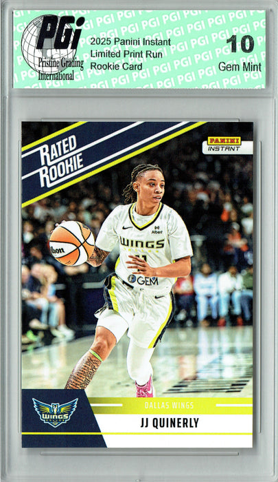 JJ Quinerly 2025 WNBA Panini Instant #RRR19 Retro Rated Rookie Card PGI 10