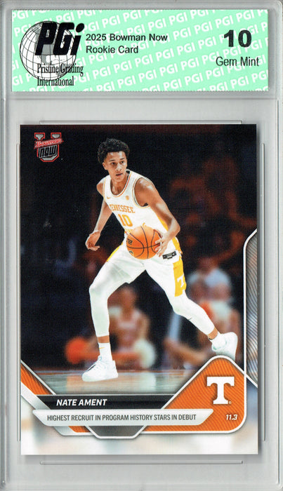 Nate Ament 2025 Bowman University Now #3 Shines in Debut Rookie Card PGI 10
