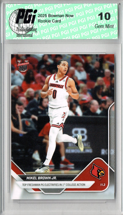 Mikel Brown Jr. 2025 Bowman University Now #5 1st College Action Rookie Card PGI 10