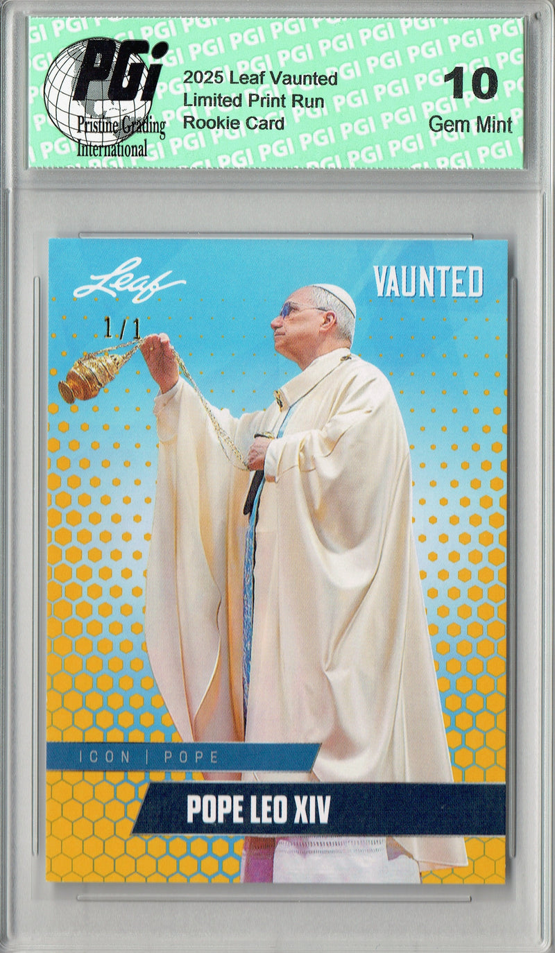 Pope Leo XIV 2025 Leaf Vaunted #V-05 Gold Blank Back 1/1 Rookie Card PGI 10