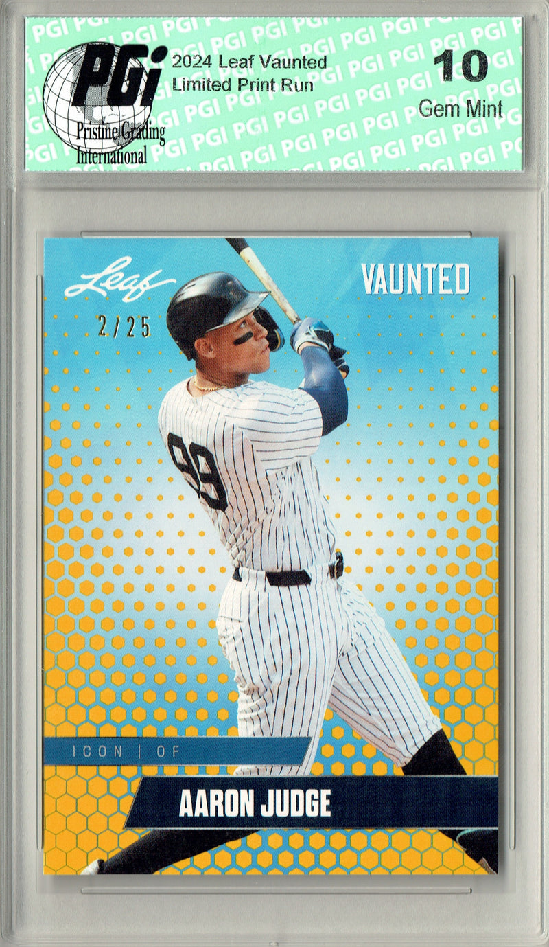 Aaron Judge 2024 Leaf Vaunted #V-06 Gold 25 Made Trading Card PGI 10