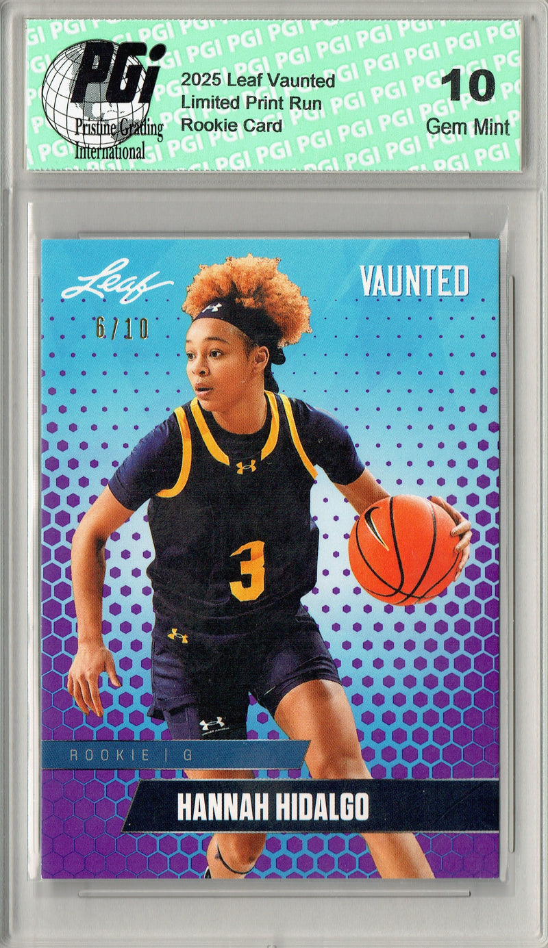Hannah Hidalgo 2025 Leaf Vaunted #V-03 Purple 10 Made Rookie Card PGI 10