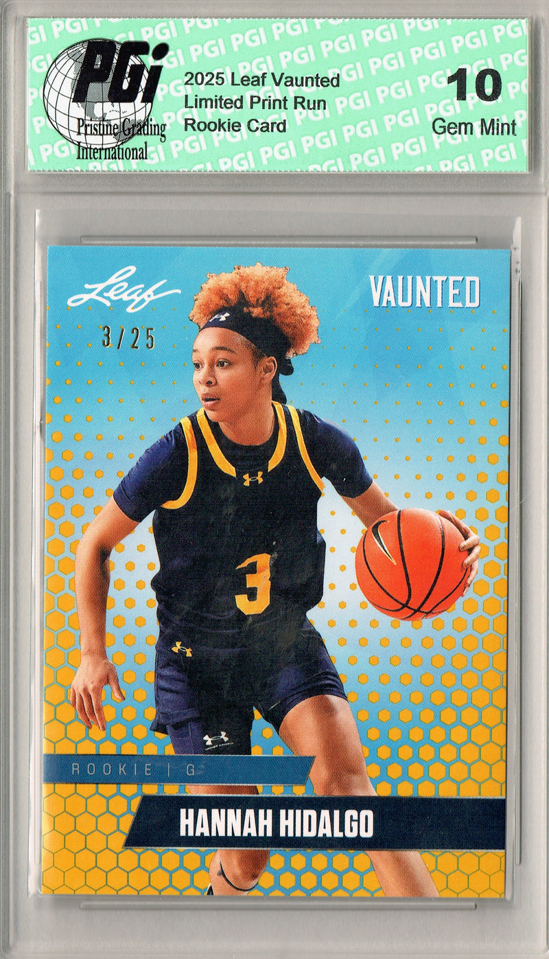 Hannah Hidalgo Rookie Card Notre Dame PGI 10 Football Trading Card 2025 Leaf Vaunted #V-03 Gold 25 Made