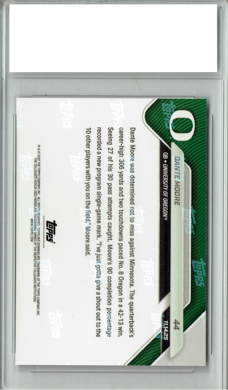 Dante Moore 2025 Bowman University Now #44 Rookie Card PGI 10