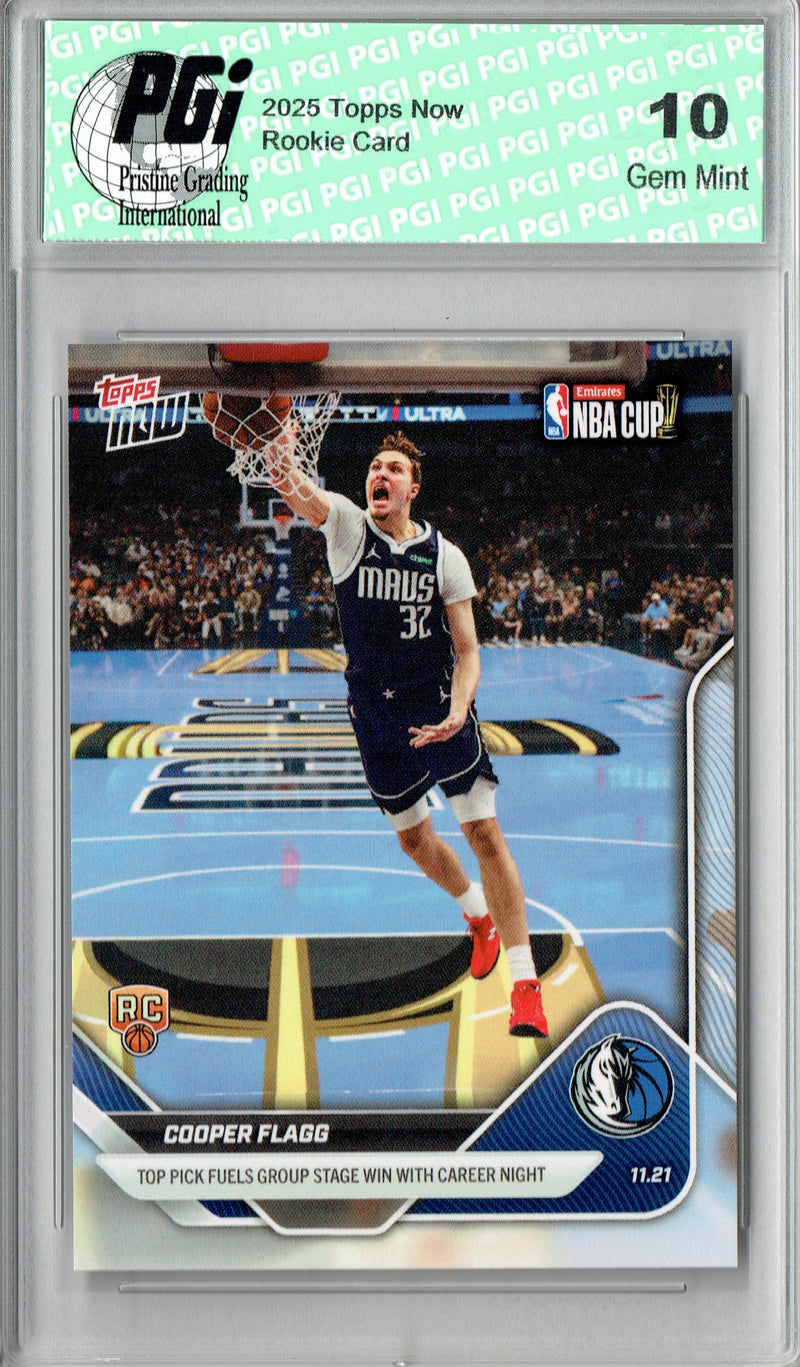 Cooper Flagg 2025 #60 NBA Now Career Night Rookie Card PGI 10 Dallas Mavericks