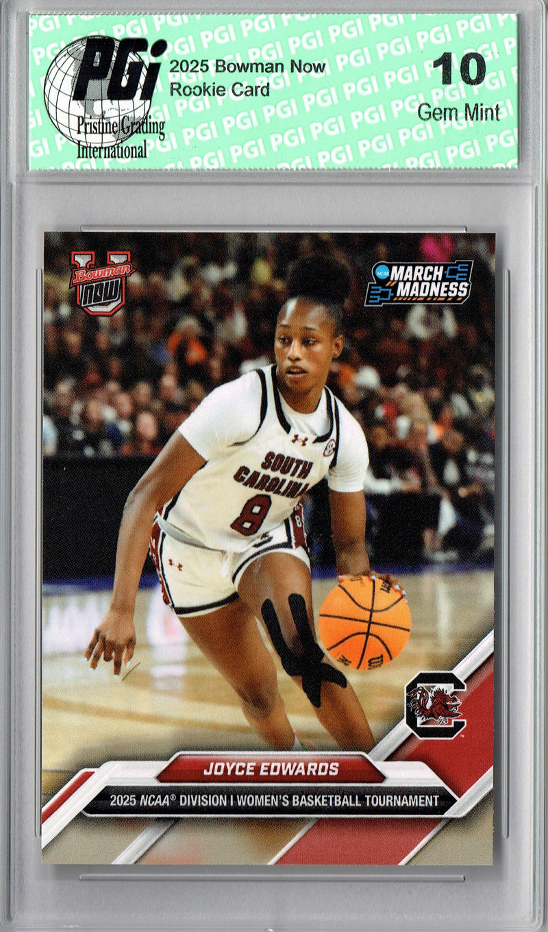 Joyce Edwards 2025 Bowman University Now #15 Rookie Card PGI 10