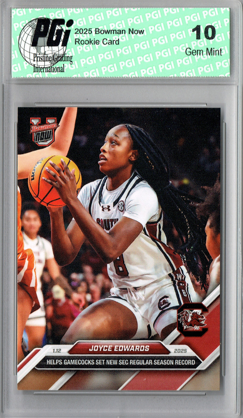 Joyce Edwards 2025 Bowman University Now #45 SEC Record Rookie Card PGI 10