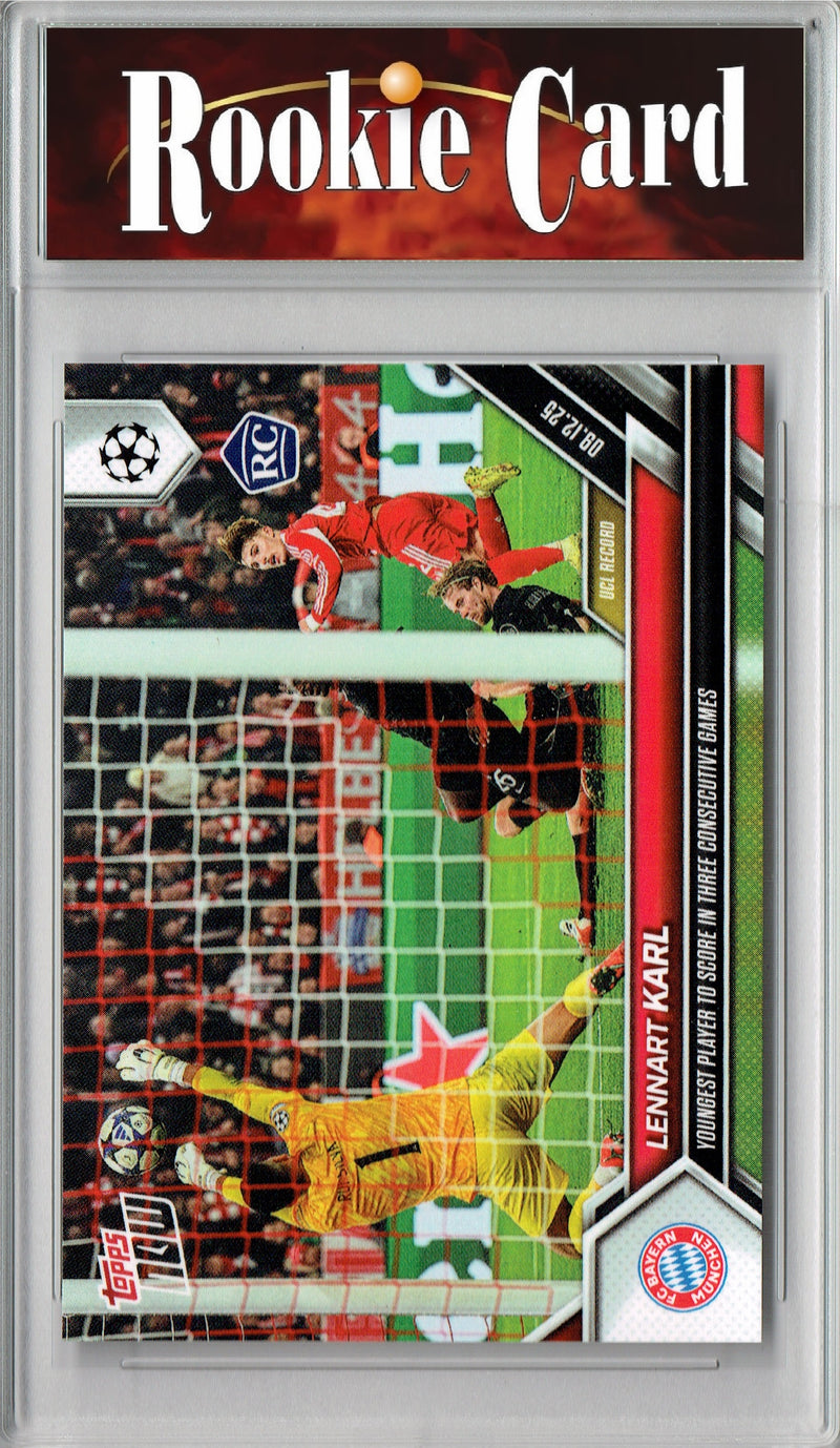 Certified Mint+ Lennart Karl 2025 Now #66 Youngest to Score Rookie Card FC Bayern