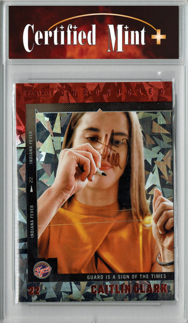Certified Mint+ Caitlin Clark 2025 Chronicles #51 Red Cracked Ice Rare Trading Card Indiana Fever