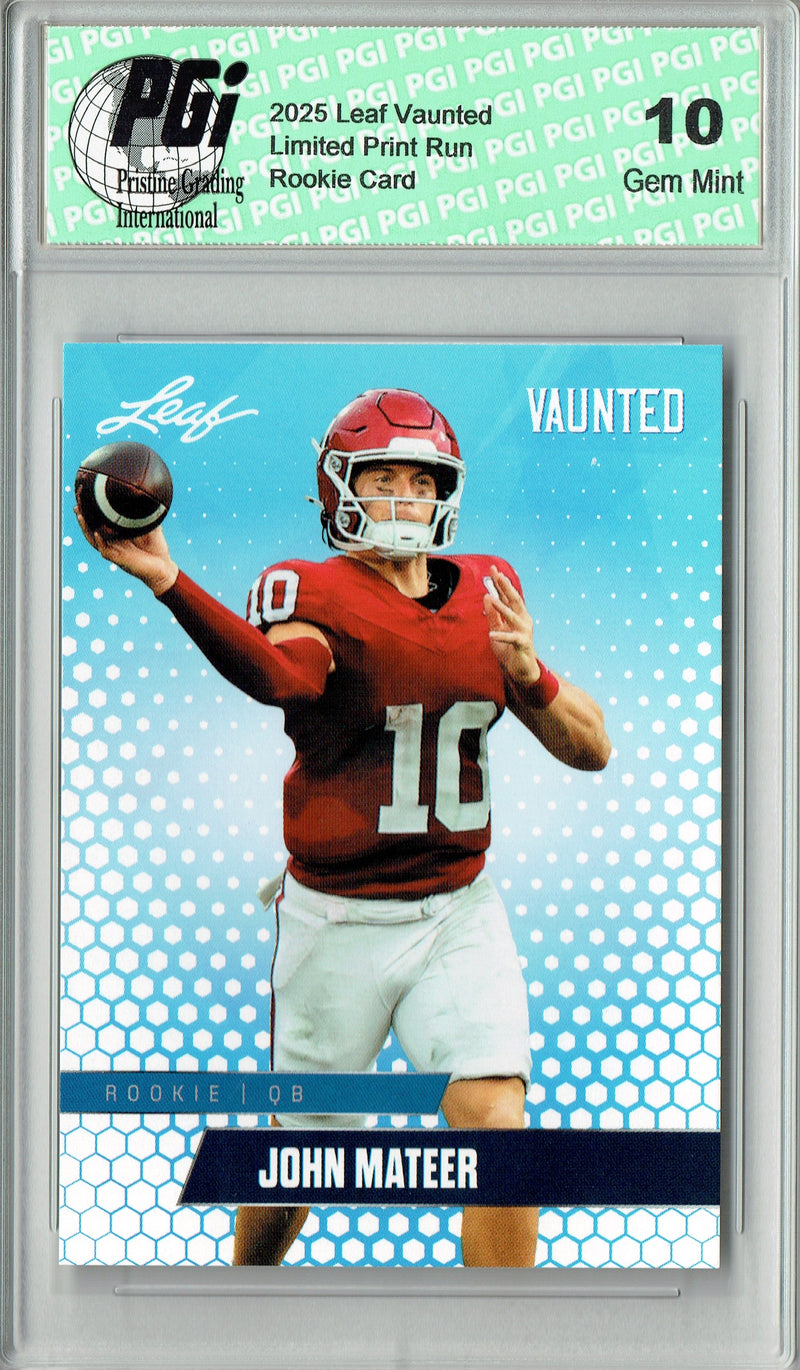 John Mateer Rookie Card Oklahoma PGI 10 Football Trading Card 2025 Leaf Vaunted #V-10 Only 5k Made