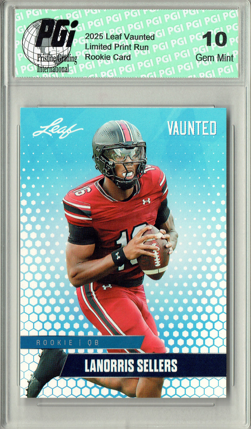 LaNorris Sellers Rookie Card South Carolina PGI 10 Football Trading Card 2025 Leaf Vaunted #V-11 Only 5k Made