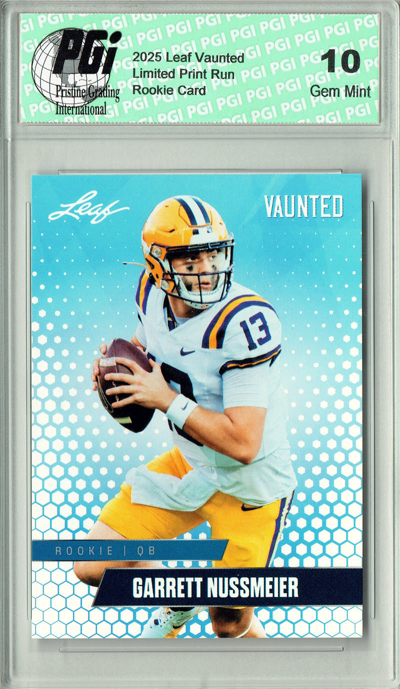 Garrett Nussmeier Rookie Card LSU / Kansas City PGI 10 Football Trading Card 2025 Leaf Vaunted #V-08 Only 5k Made