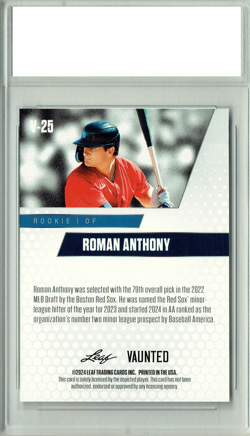Certified Mint+ Roman Anthony 2024 Leaf Vaunted #V-25 Just 5000 Made Rookie Card Boston Red Sox