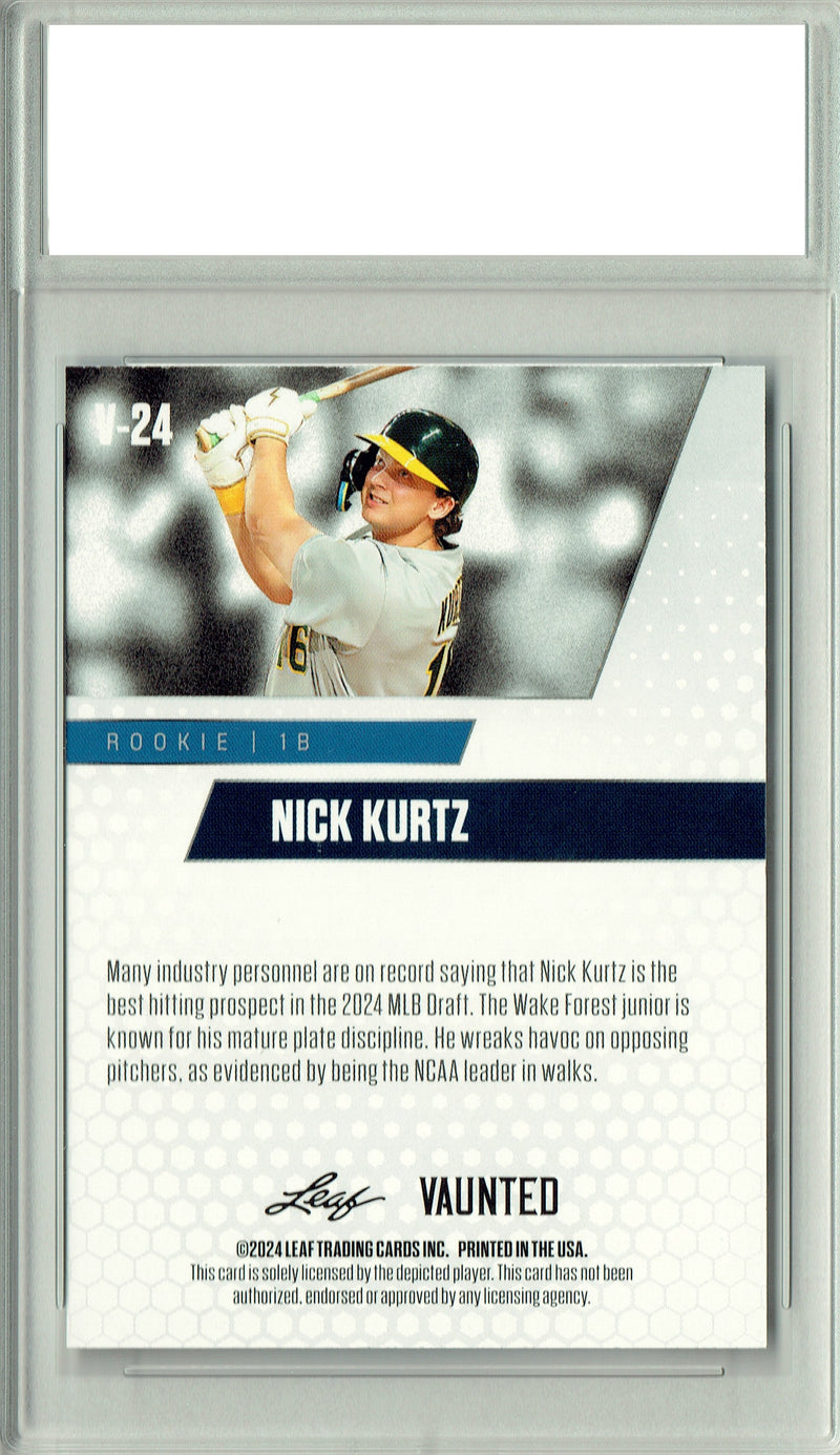 Nick Kurtz 2024 Leaf Vaunted #V-24 Just 5000 Made Rookie Card PGI 10