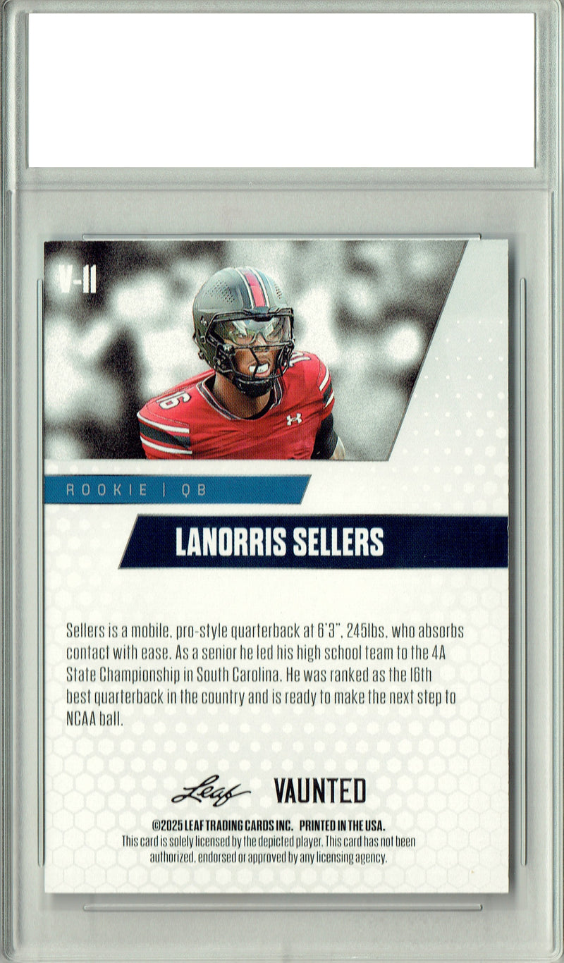 LaNorris Sellers Rookie Card South Carolina Football Trading Card 2025 Leaf Vaunted #V-11 Only 5k Made  Certified Mint+