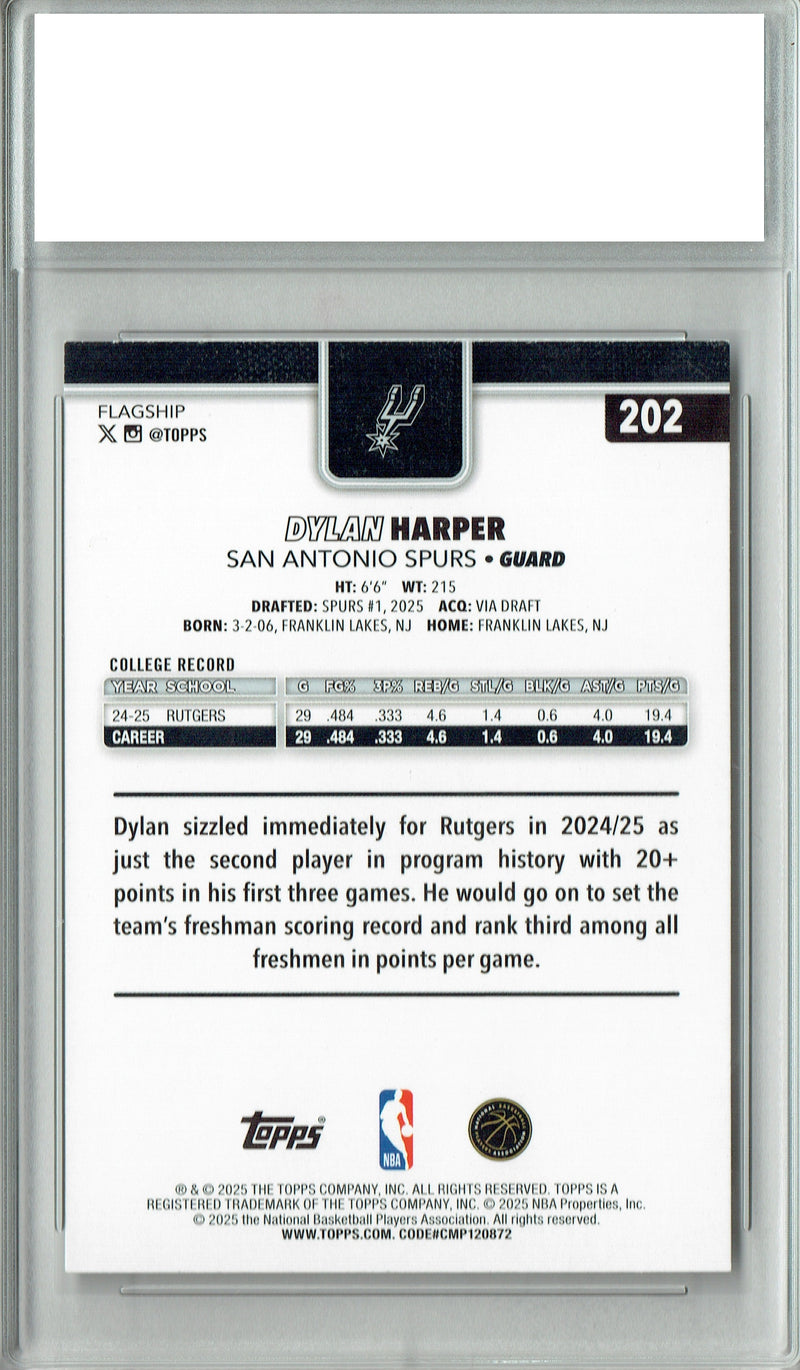 Dylan Harper 2025 #202 NBA Flagship Rookie Card PGI 10