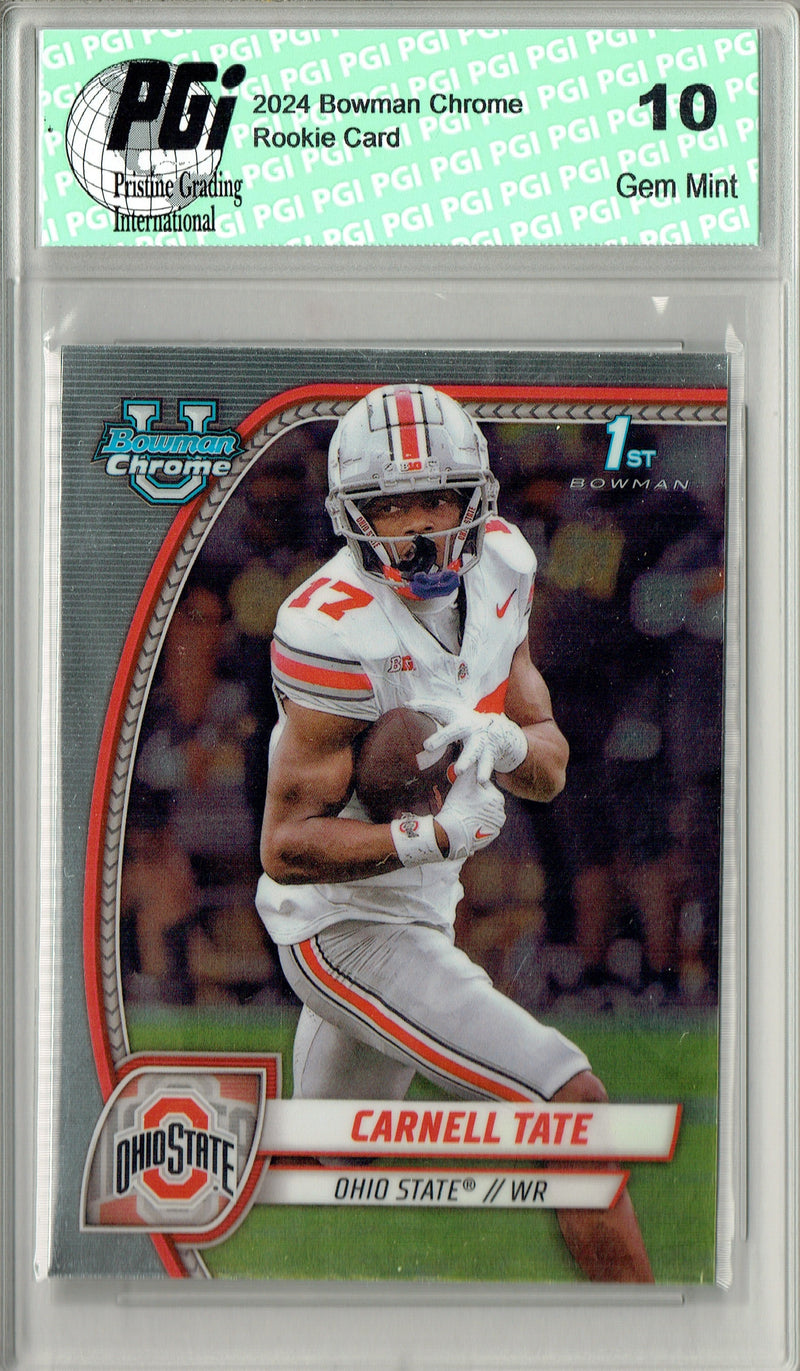 Carnell Tate 2024 Bowman Chrome #39 1st Rookie Card PGI 10