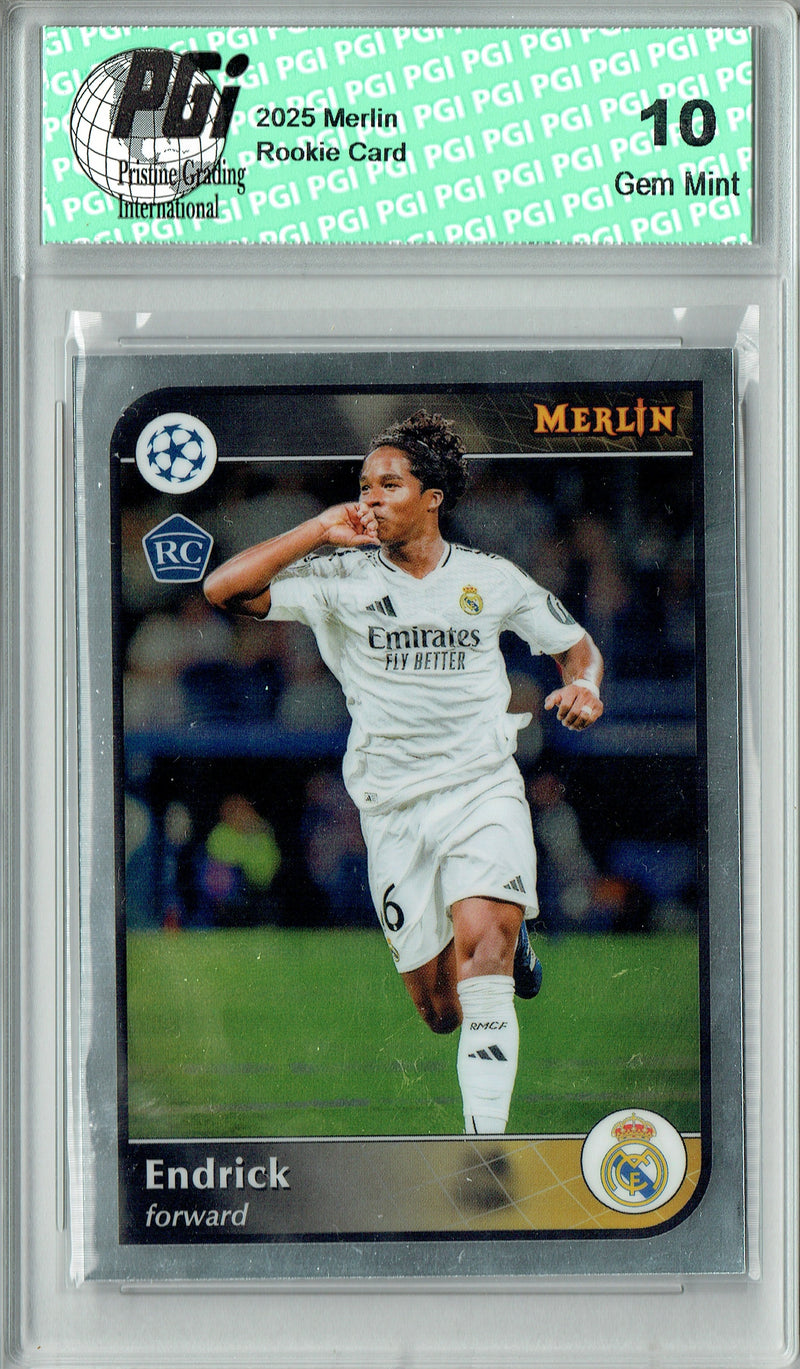 Endrick 2025 Merlin Chrome #16 Brazilian Phenom Rookie Card PGI 10 Real Madrid
