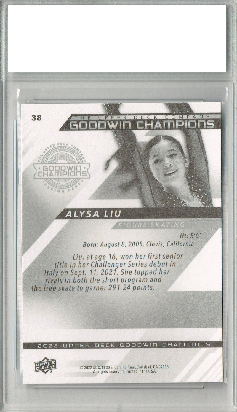 Certified Mint+ Alysa Liu 2022 Goodwin Champions #38 Figure Skating Rookie Card Team USA