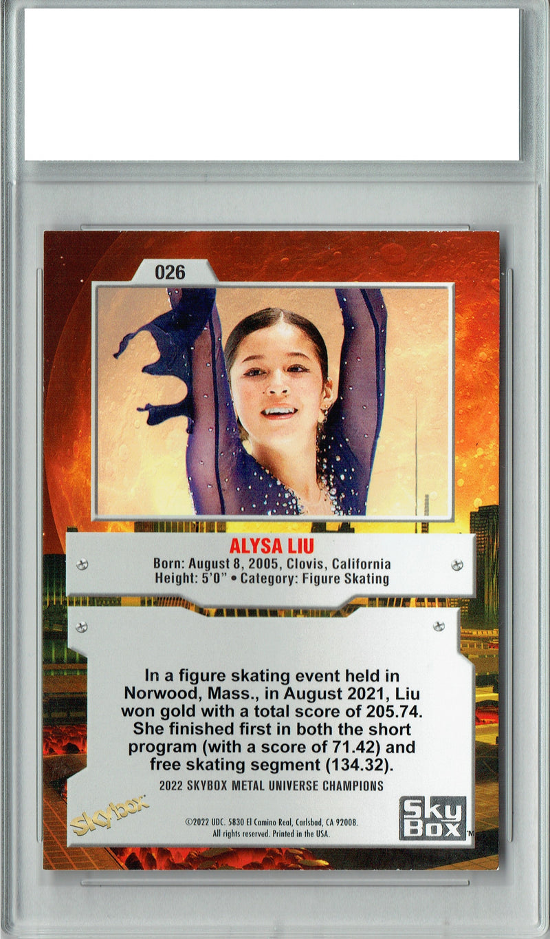 PGI 9 Alysa Liu 2022 Metal Universe #26 Figure Skating Rookie Card Team USA