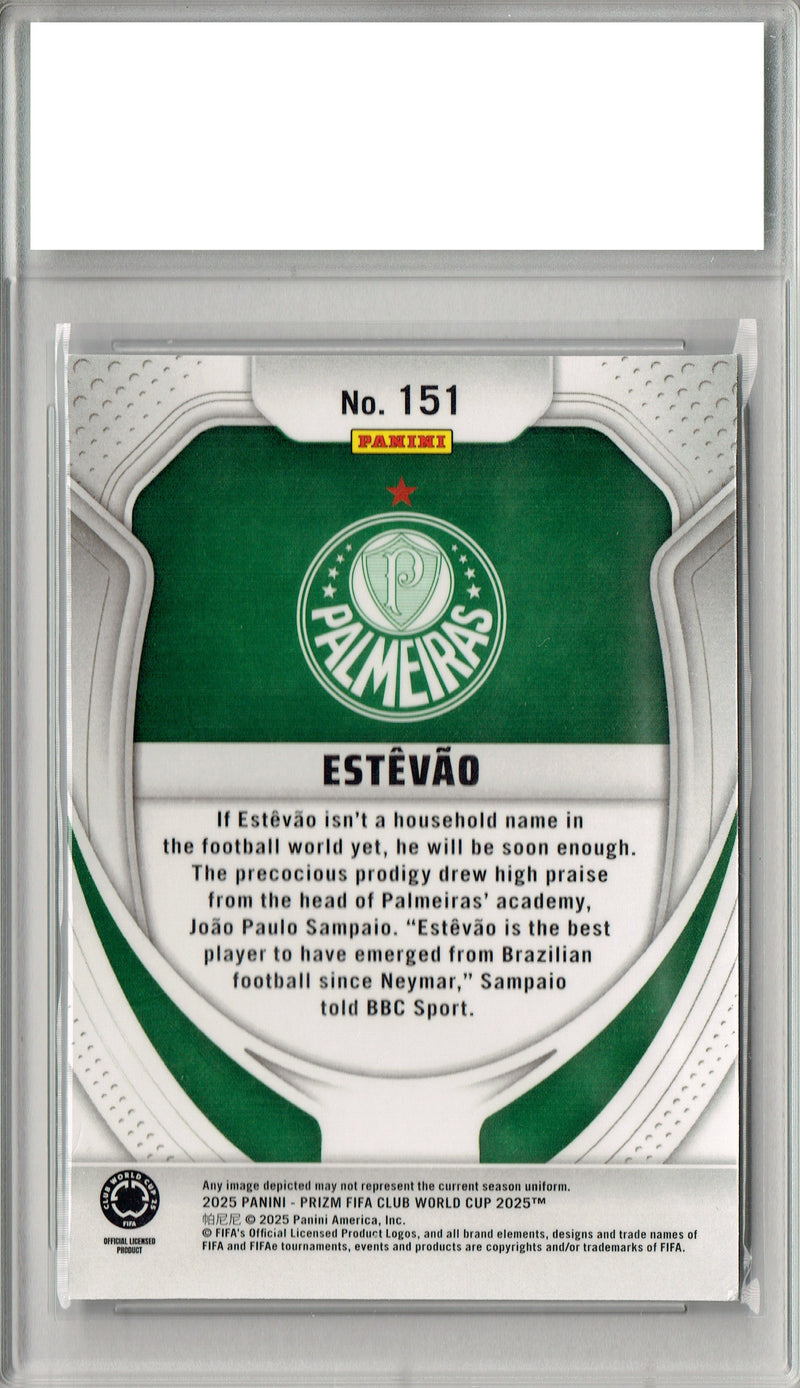 Certified Mint+ Estevao 2025 Prizm #151 Brazil Rookie Card Pamleiras