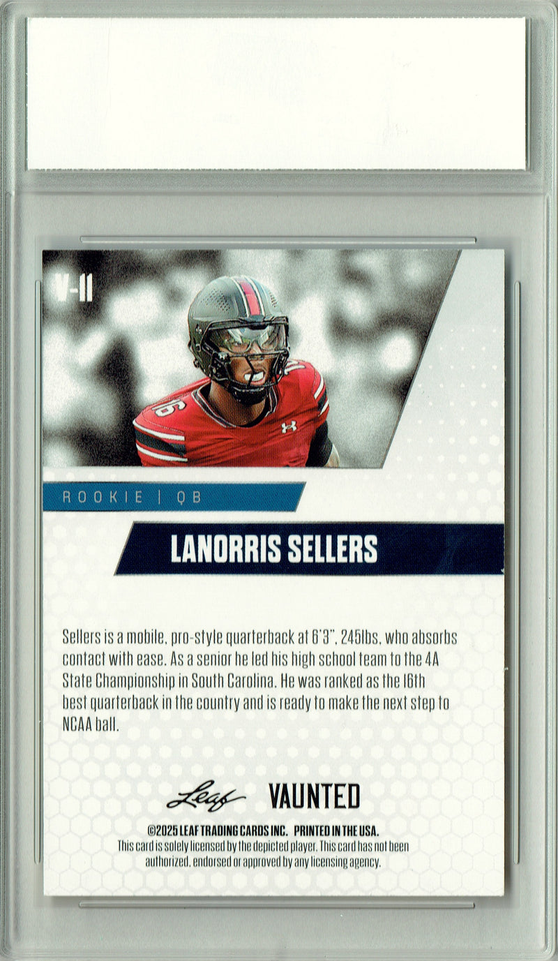 LaNorris Sellers Rookie Card South Carolina Football Trading Card 2025 Leaf Vaunted #V-11 Red 5 Made  Certified Mint+
