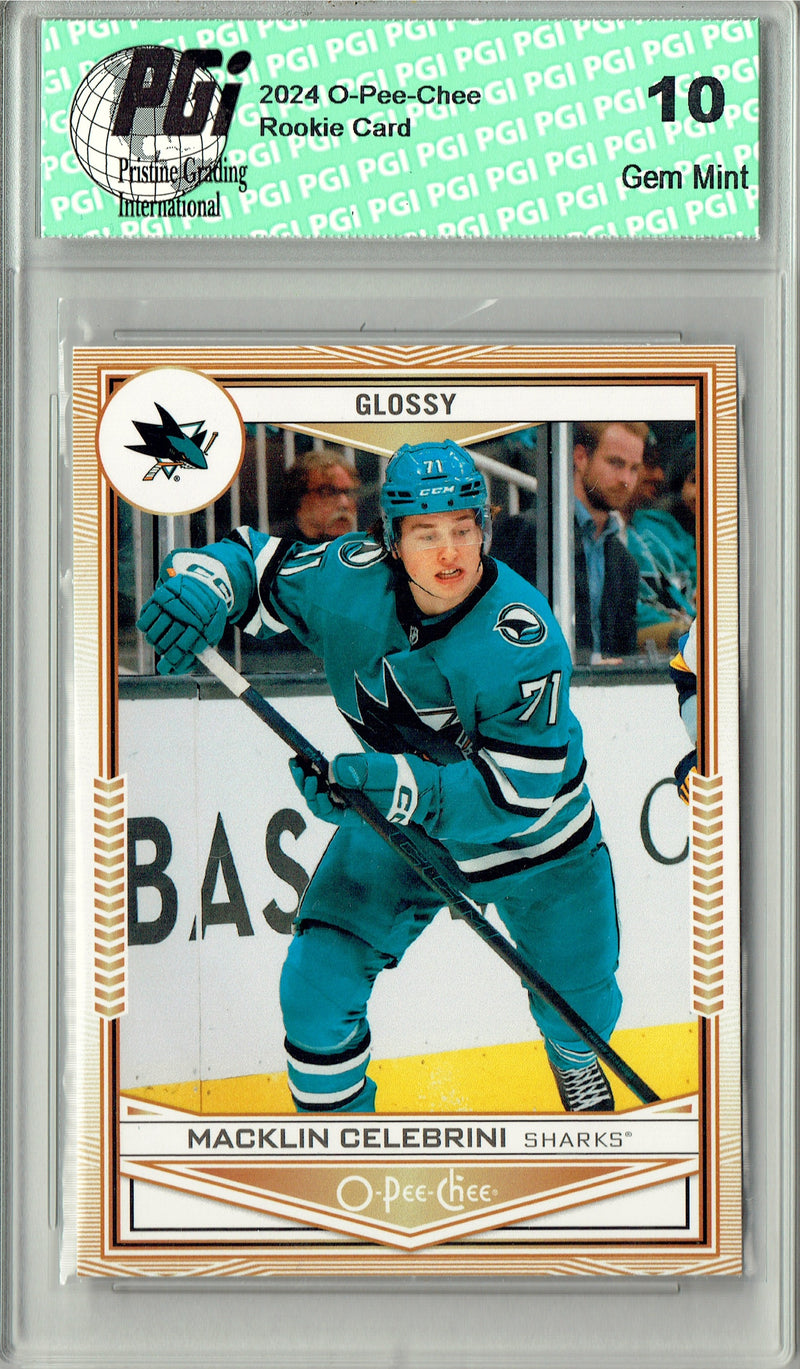 Macklin Celebrini 2024 O-Pee-Chee #OPC-34 Glossy Rookie Card PGI 10