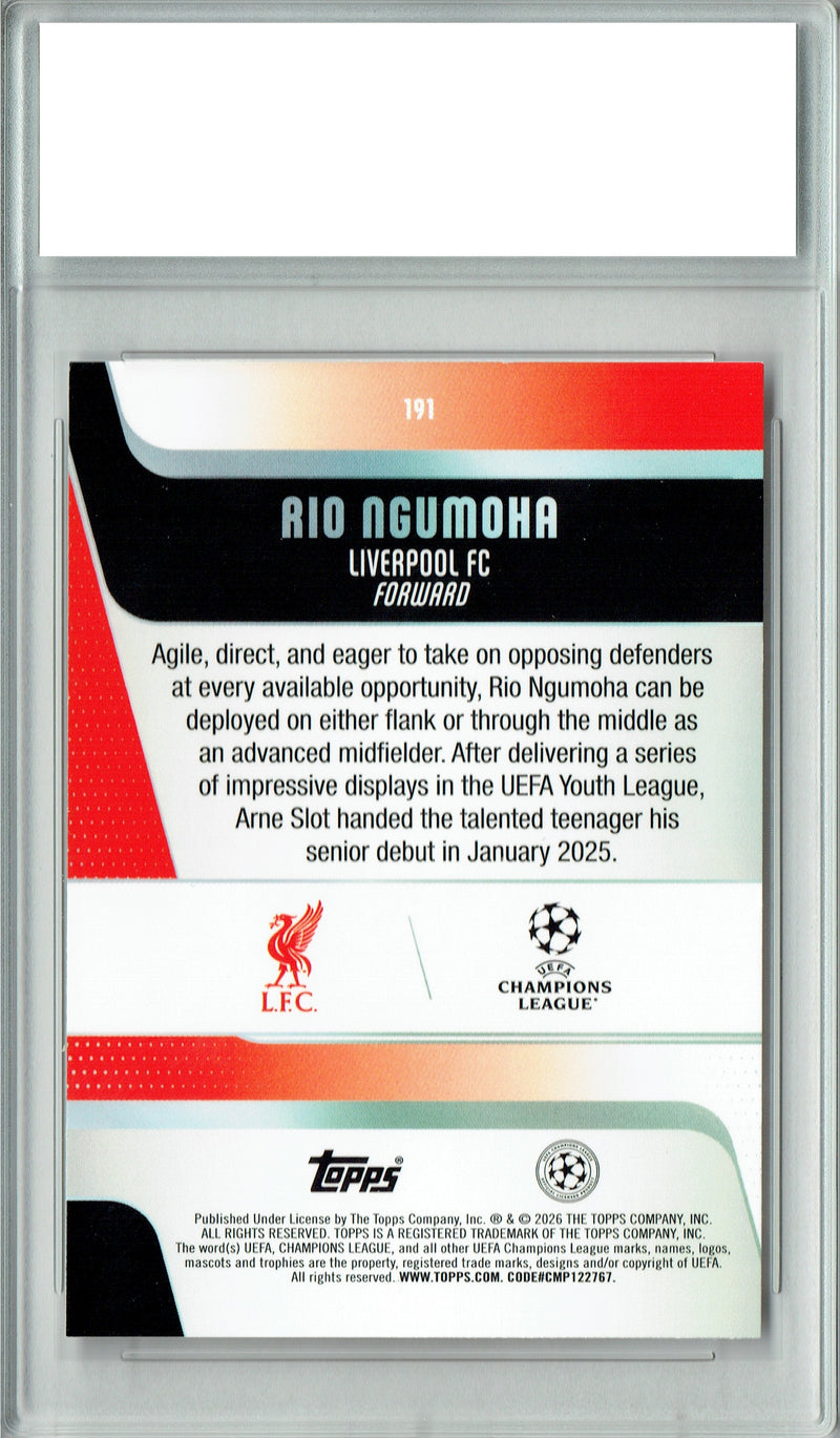 Certified Mint+ Rio Ngumoha 2025 Topps #191 Rookie Card Liverpool