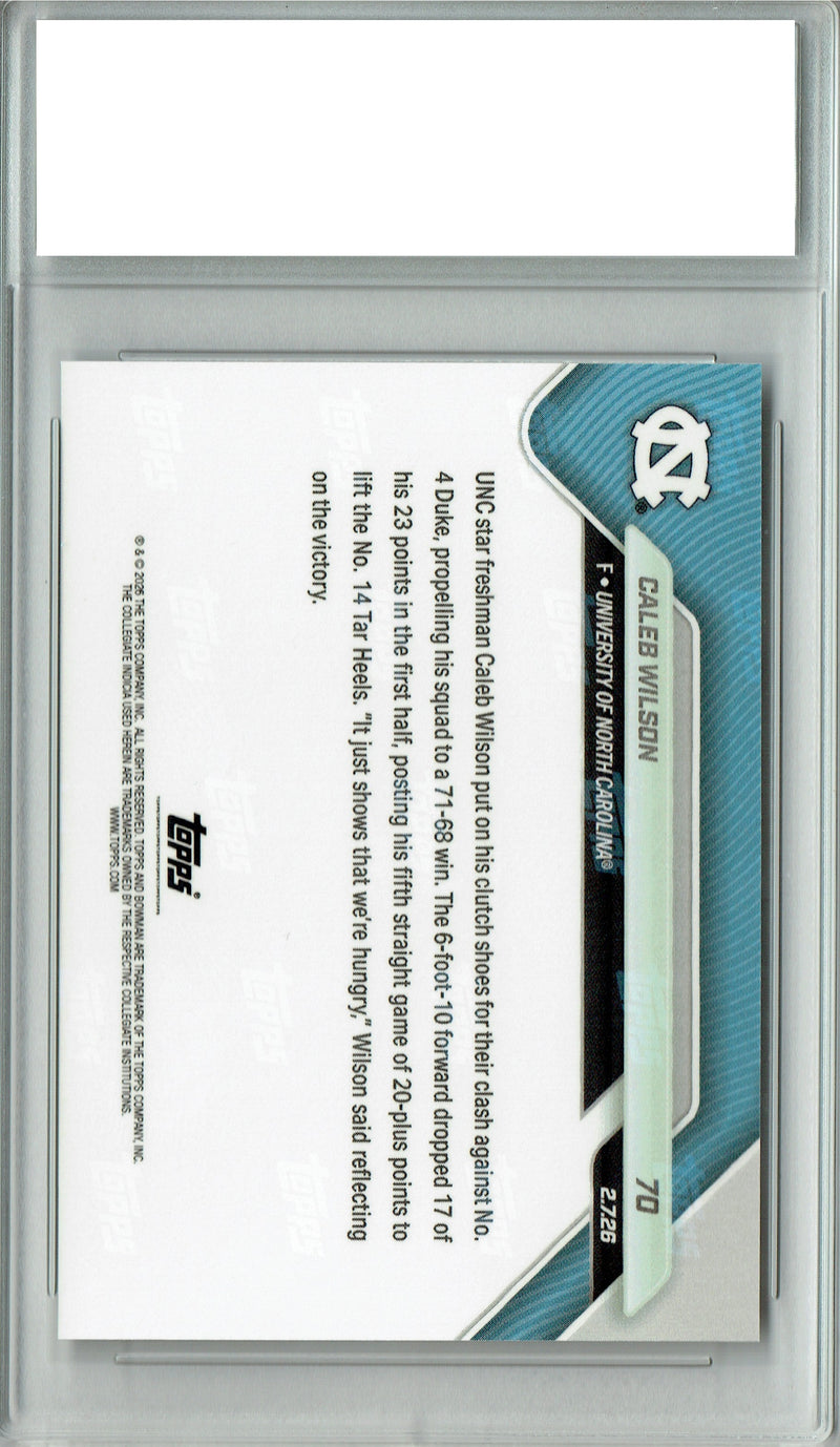 Caleb Wilson 2025 Bowman U Now #70 Win Over Duke Rookie Card PGI 10