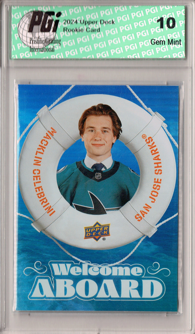 Macklin Celebrini 2024 Welcome Aboard #WA-8 U.D. Rookie Card PGI 10