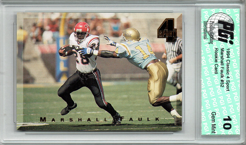 Marshall Faulk 1994 Classic 4-Sport #52 Hall of Fame Rookie Card PGI 10