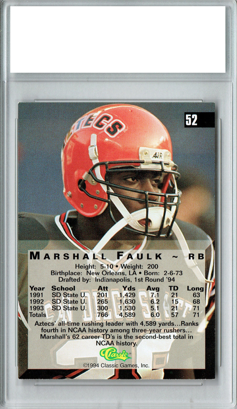 Marshall Faulk 1994 Classic 4-Sport #52 Hall of Fame Rookie Card PGI 10